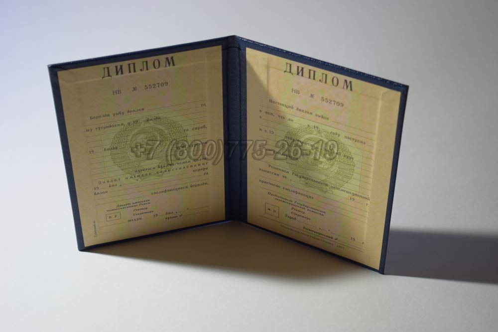 Диплом вуза Узбекской ССР Гознак 1975-1991 год выпуска г.Красноярск