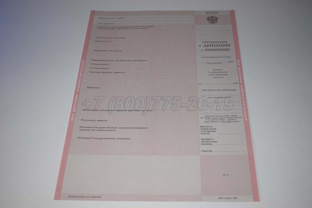 Приложение к красному диплому техникума Гознак 2003-2007 год выпуска г.Красноярск